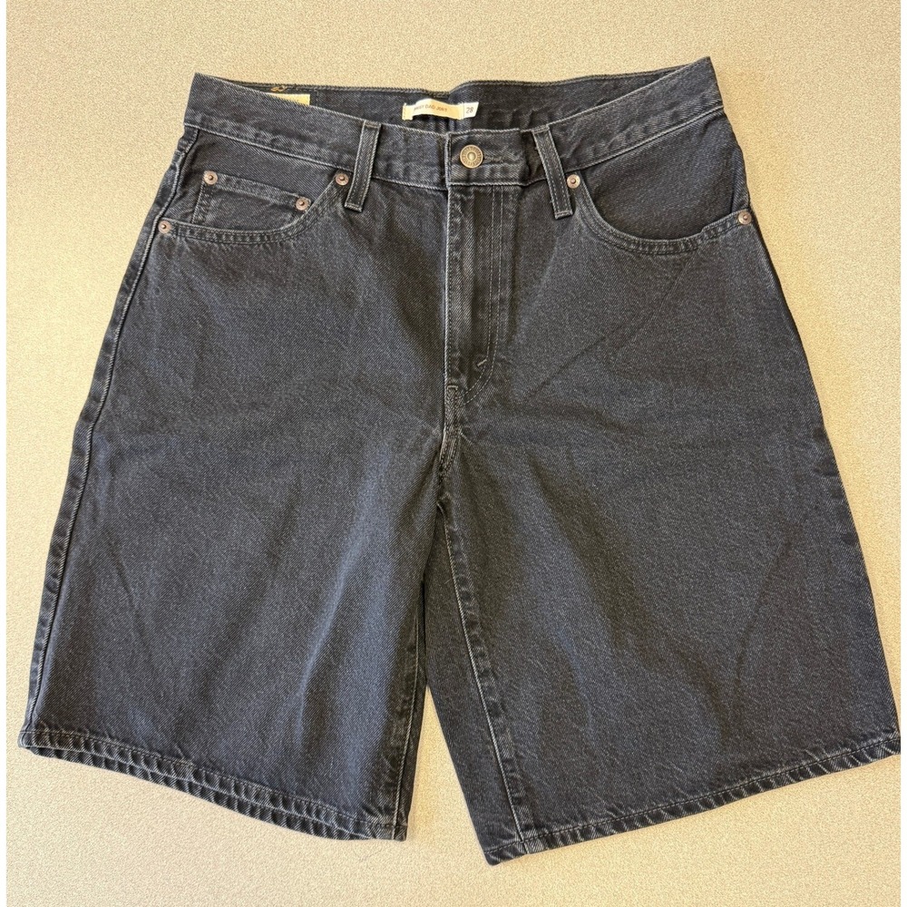 Levis Premium Baggy Dad Jorts Washed Black Denim Shorts High Rise 28 Shorts